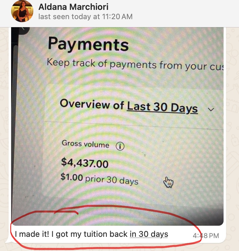 I paid off my tuition in 30 days