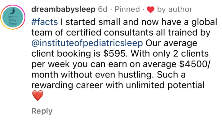 $4500 a month as a sleep consultant
